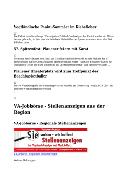 VA-Jobb&ouml;rse - Stellenanzeigen aus der Region - Vogtland