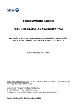 Licitaci&oacute;n p&uacute;blica CESCE campa&ntilde;a captaci&oacute;n