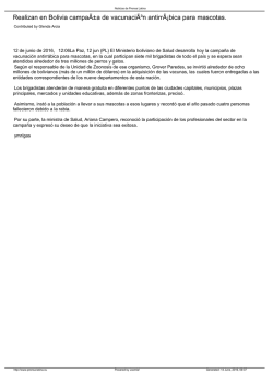 Realizan en Bolivia Campa&Atilde;&plusmn;a de Vacunaci&Atilde;&sup3;n