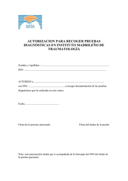 AUTORIZACION PARA RECOGER PRUEBAS DIAGN&Oacute;STICAS EN