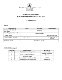 LISTA DE UTILES ESCOLARES EDUCACI&Oacute;N PRIMARIA A&Ntilde;O