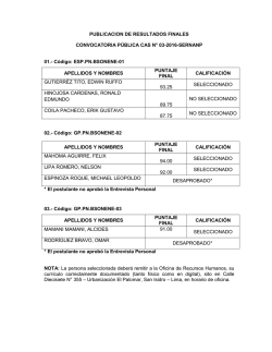 PUBLICACION DE RESULTADOS FINALES CONVOCATORIA
