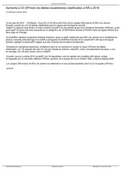 Aumenta a 33 n&Atilde;&ordm;mero de atletas ecuatorianos