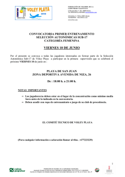 Convocatoria Primer Entrenamiento Selecciones Autonomicas Sub