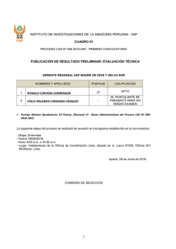 proceso cas n&ordm; 006-2016-iiap (primera convocatoria)