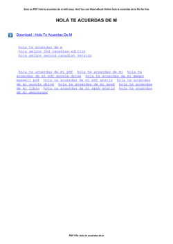 Hola Te Acuerdas De M