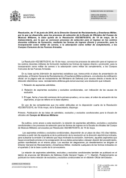 2016_06_17 Lista admitidos y excluidos Musicos Oficiales