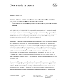 Gazyvaro, de Roche, autorizado en Europa en combinaci&oacute;n con