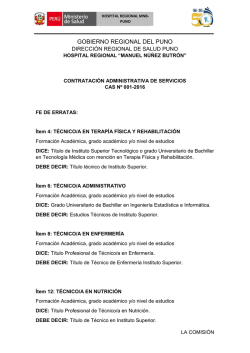 fe de erratas - Hospital Regional Manuel Nu&ntilde;ez Butr&oacute;n