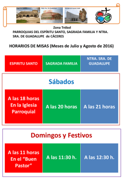 Horarios - Parroquia de Guadalupe(C&aacute;ceres)