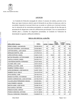 ANUNCIO La Comisi&oacute;n de Selecci&oacute;n encargada de valorar el