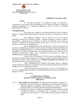 Vacancia y Convocatoria - Gobierno de la Provincia de C&oacute;rdoba