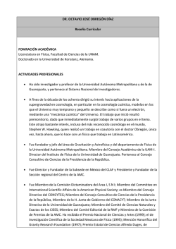 DR. OCTAVIO JOS&Eacute; OBREG&Oacute;N D&Iacute;AZ Rese&ntilde;a Curricular