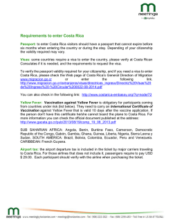 Requirements to enter Costa Rica