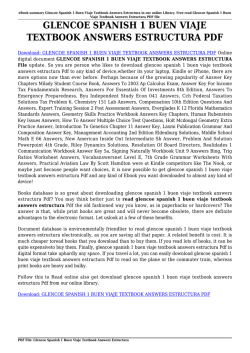 glencoe spanish 1 buen viaje textbook answers estructura pdf