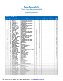 Resultados 1 Fecha - San Carlos Ciclismo y Recreaci&oacute;n
