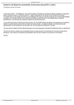 Gobierno de Myanmar aumentar&Atilde;&iexcl; fondos para