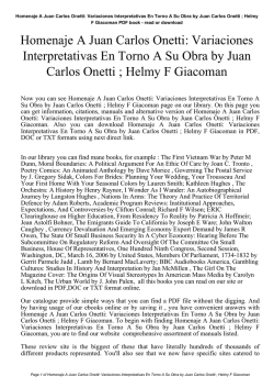 Homenaje A Juan Carlos Onetti: Variaciones Interpretativas En