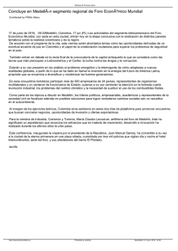 Concluye en Medell&Atilde;-n segmento regional de Foro