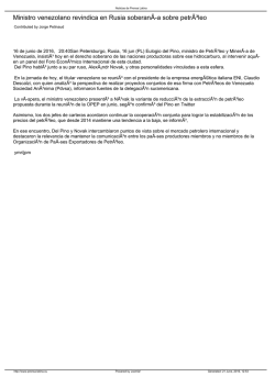 Ministro venezolano revindica en Rusia soberan&Atilde;-a