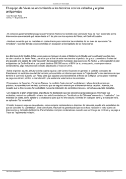 El equipo de Vivas se encomienda a los t&eacute;cnicos con los caballos y