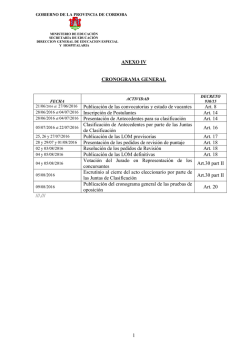 Anexo IV de Resoluci&oacute;n N&ordm; 089/16 - Cronograma