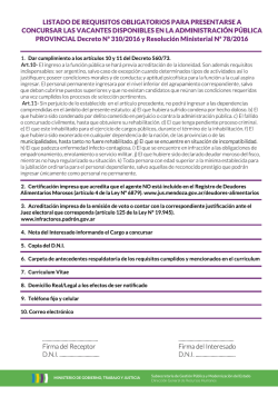 Listado de Requisitos Obligatorios para Presentarse a Concursar