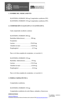 FICHA T&Eacute;CNICA RANITIDINA NORMON 150 mg COMPRIMIDOS