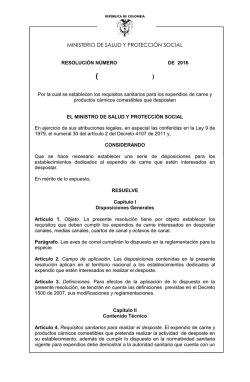 Proyecto de resoluci&oacute;n requisitos sanitarios expendios de carne y