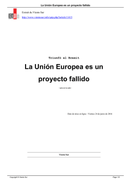 La Uni&oacute;n Europea es un proyecto fallido