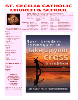 mass schedule reconciliation - St. Cecilia Catholic Church