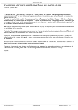 Empresariado colombiano respalda acuerdo que