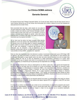 La Cl&iacute;nica SOMA estrena Gerente General