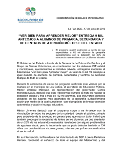 &ldquo;ver bien para aprender mejor&rdquo; entrega 9 mil anteojos a alumnos de