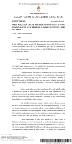 Abogados Previsionalistas c/ ANSEs s/ Incidente