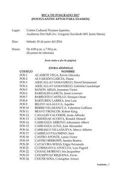 BECA DE POSGRADO 2017 (POSTULANTES APTOS PARA