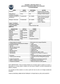 COLEGIO L ICEO DEL BAJ&Iacute;O, A.C. LISTA DE &Uacute;TILES ESCOLARES
