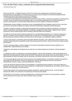 Foro de Sao Paulo: retos y avances de la izquierda