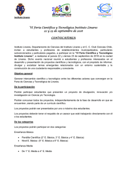 VI Feria Cient&iacute;fica y Tecnol&oacute;gica Instituto Linares 22 y 23 de