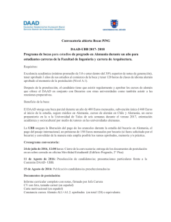 Convocatoria abierta Becas PiNG DAAD-UBB 2017- 2018