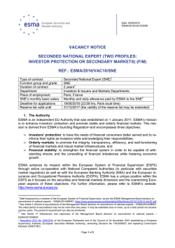 VAC16 - SNE - Investor protection_Secondary Markets profiles