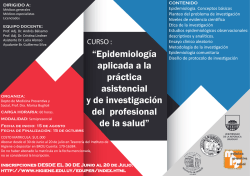 &ldquo;Epidemiolog&iacute;a aplicada a la pr&aacute;ctica asistencial y de investigaci&oacute;n
