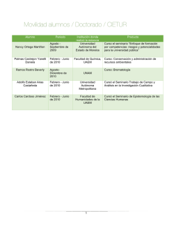 Movilidad alumnos / Doctorado / CIETUR