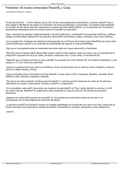 Fomentan v&Atilde;-nculos comerciales Panam&Atilde;&iexcl; y Cuba