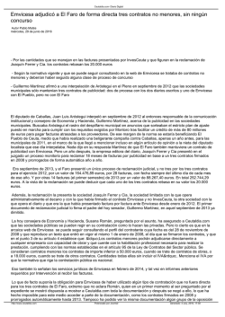 Emvicesa adjudic&oacute; a El Faro de forma directa tres