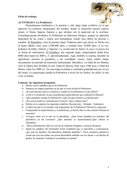 Ficha de trabajo: ACTIVIDAD I: La Prehistoria
