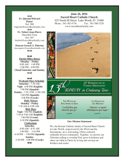 June 26, 2016 Sacred Heart Catholic Church 425 North M Street