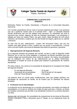 Reprogramaci&oacute;n II Bimestre. - Colegio Santo Tom&aacute;s de Aquino