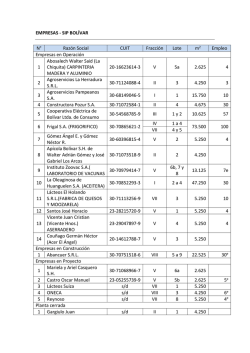 EMPRESAS - SIP BOL&Iacute;VAR N&deg; Raz&oacute;n Social CUIT Fracci&oacute;n Lote