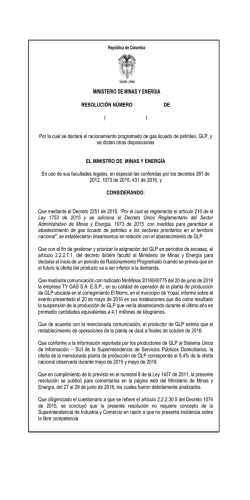Por la cual se declara el racionamiento programado de gas licuado